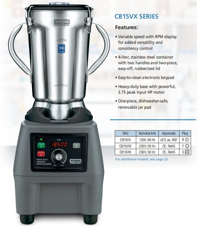 WARING CB15VX系列组织捣碎机